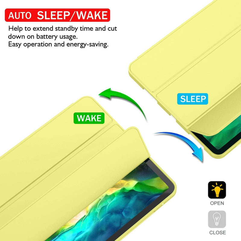 iPad Pro 11 Inch 2020 Soft Tpu Smart Premium Case Auto Sleep Wake Stand Cover Pencil holder Yellow - John Cootes