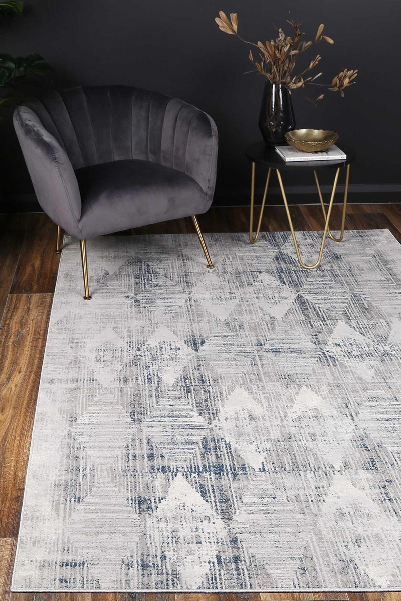 Isaiah Grey Blue Diamond Rug 120x170cm - John Cootes