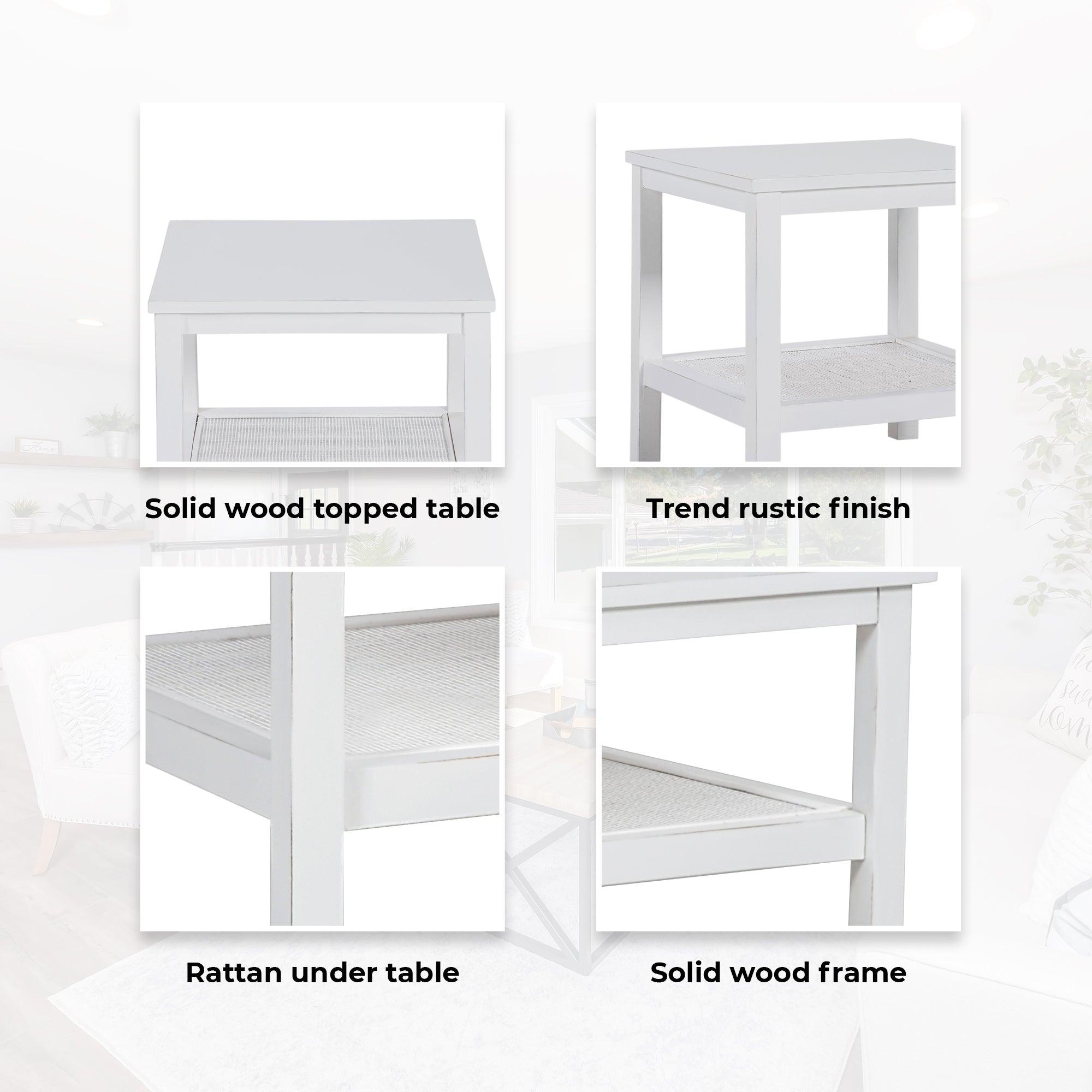 Jasmine Coffee Side Table Laptop Desk Bedside Sofa End Tables Mindi Wood - White - John Cootes