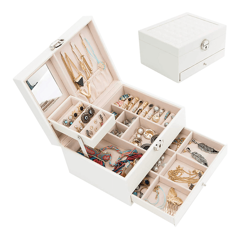 Jewellery Storage Box Girls Rings Necklaces Display Organiser Storage Case - John Cootes