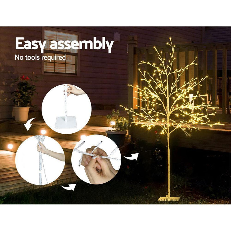Jingle Jollys 1.5M LED Christmas Branch Tree 304 LED Xmas Warm White Optic Fiber - John Cootes