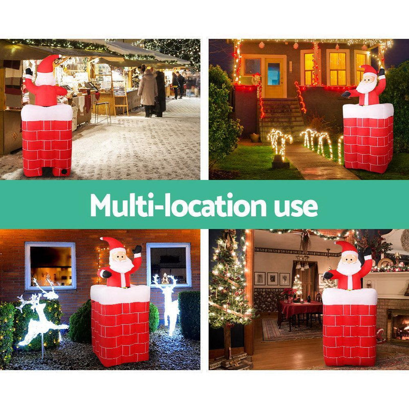 Jingle Jollys 1.8M Christmas Inflatable Archway with Santa Xmas Decor LED - John Cootes