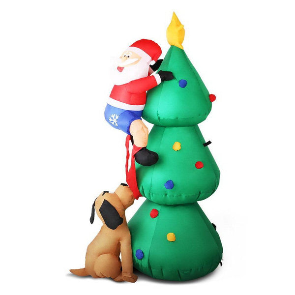 Jingle Jollys 1.8M Christmas Inflatable Santa on Tree Lights Xmas Decor Airblown - John Cootes