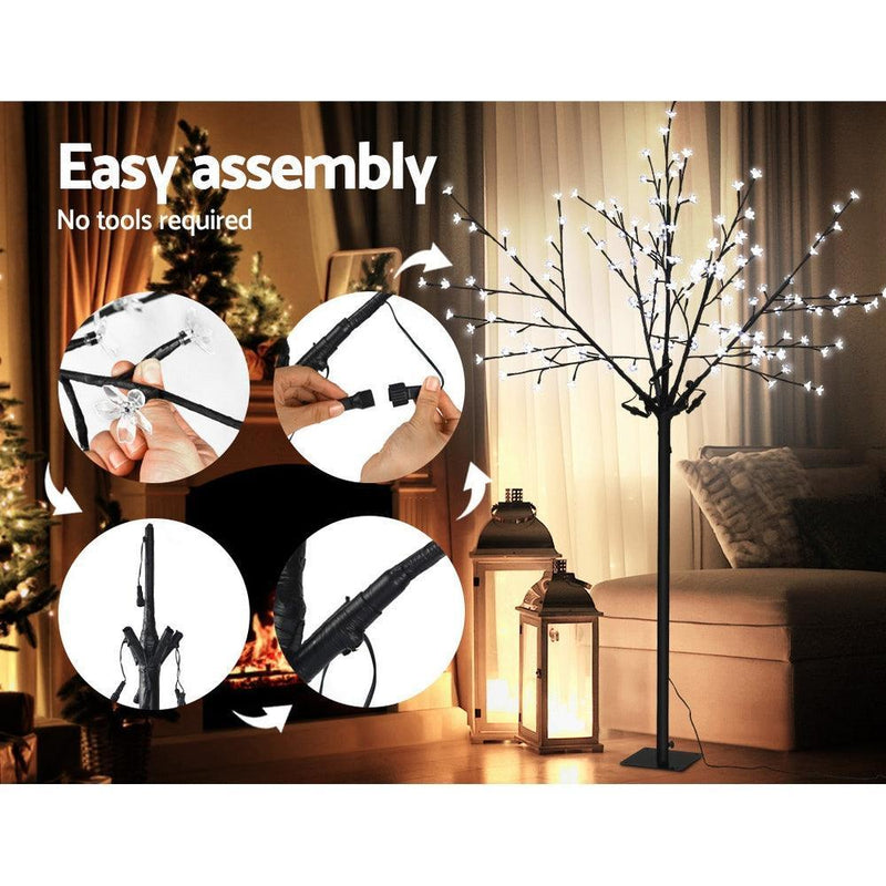 Jingle Jollys 1.8M LED Christmas Tree Blossom Twig Optic Fiber Cold White - John Cootes