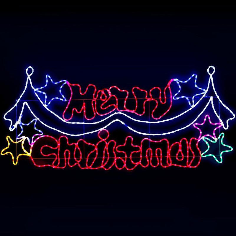 Jingle Jollys 1.9M LED Merry Christmas lights Motif Light Outdoor Decorations - John Cootes