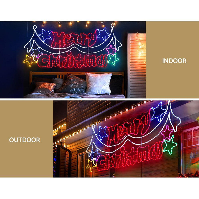 Jingle Jollys 1.9M LED Merry Christmas lights Motif Light Outdoor Decorations - John Cootes