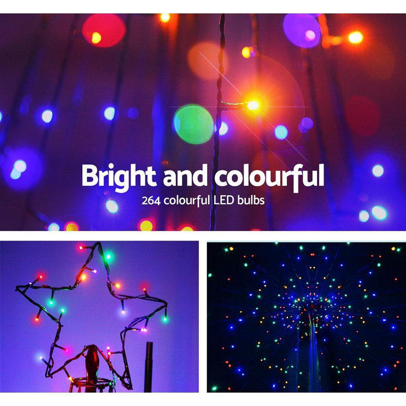 Jingle Jollys 2.1M LED Christmas Tree Lights Solar Xmas Multi Colour Optic Fiber - John Cootes