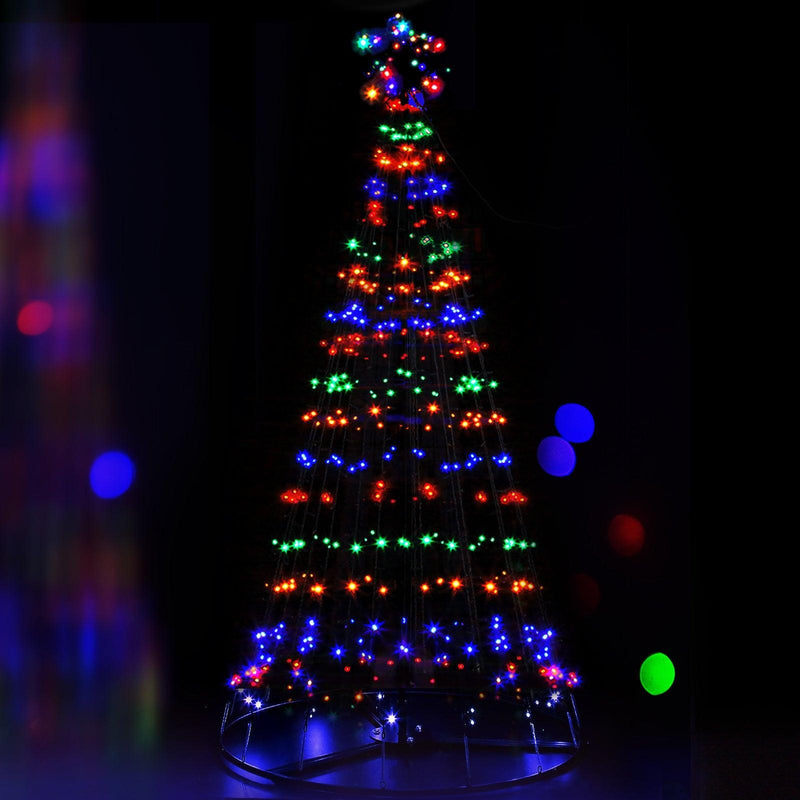 Jingle Jollys 2.1M LED Christmas Tree Lights Solar Xmas Multi Colour Optic Fiber - John Cootes