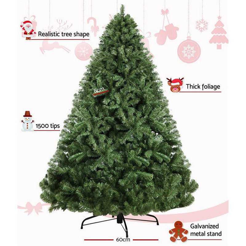 Jingle Jollys 2.4M 8FT Christmas Tree Xmas Decoration Home Decor 1500 Tips Green - John Cootes