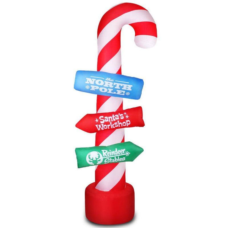 Jingle Jollys 2.4M Christmas Inflatable Santa Guide Candy Pole Xmas Decor LED - John Cootes