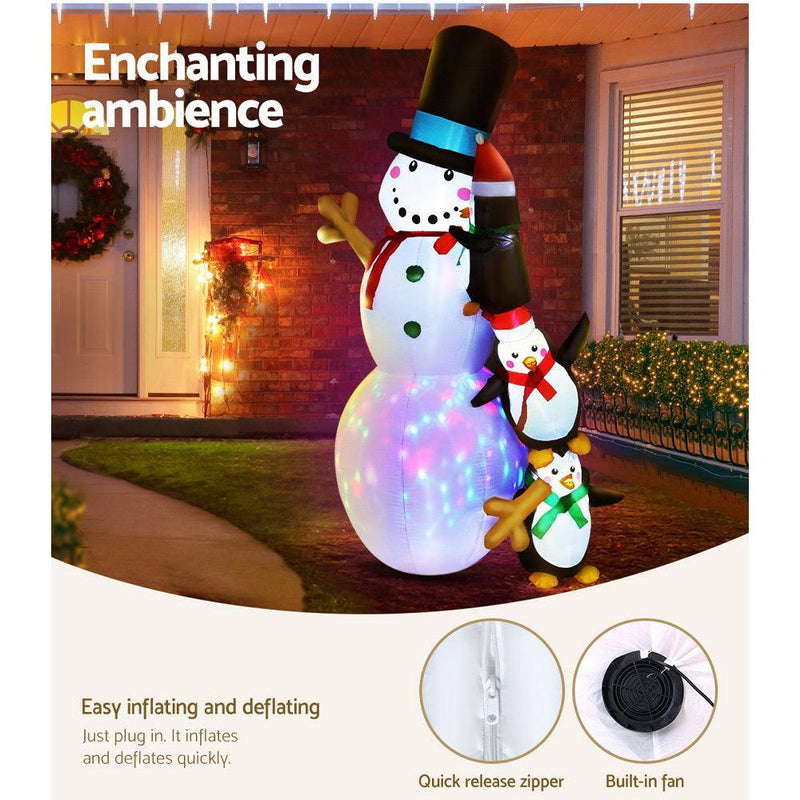Jingle Jollys 2.4M Christmas Inflatable Snowman Xmas Lights Outdoor Decorations - John Cootes