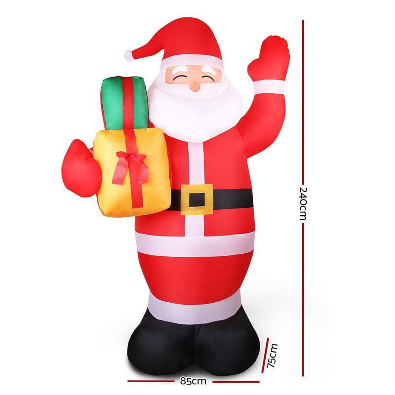 Jingle Jollys 2.4M Christmas Inflatables Santa Xmas Light Decor LED Airpower - John Cootes