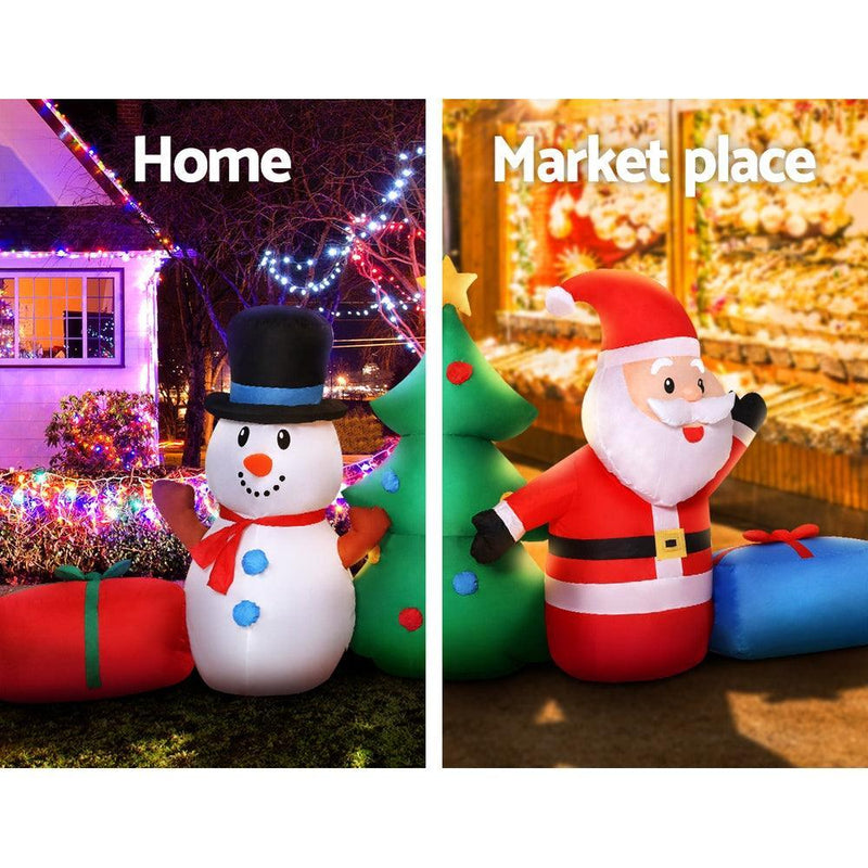 Jingle Jollys 2.7M Christmas Inflatable Tree Snowman Lights Outdoor Decorations - John Cootes