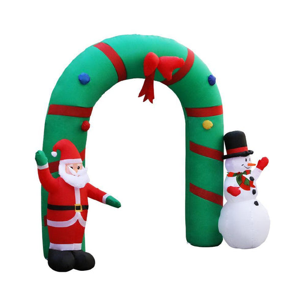 Jingle Jollys 2.8M Christmas Inflatable Giant Arch Way Santa Snowman Light Decor - John Cootes