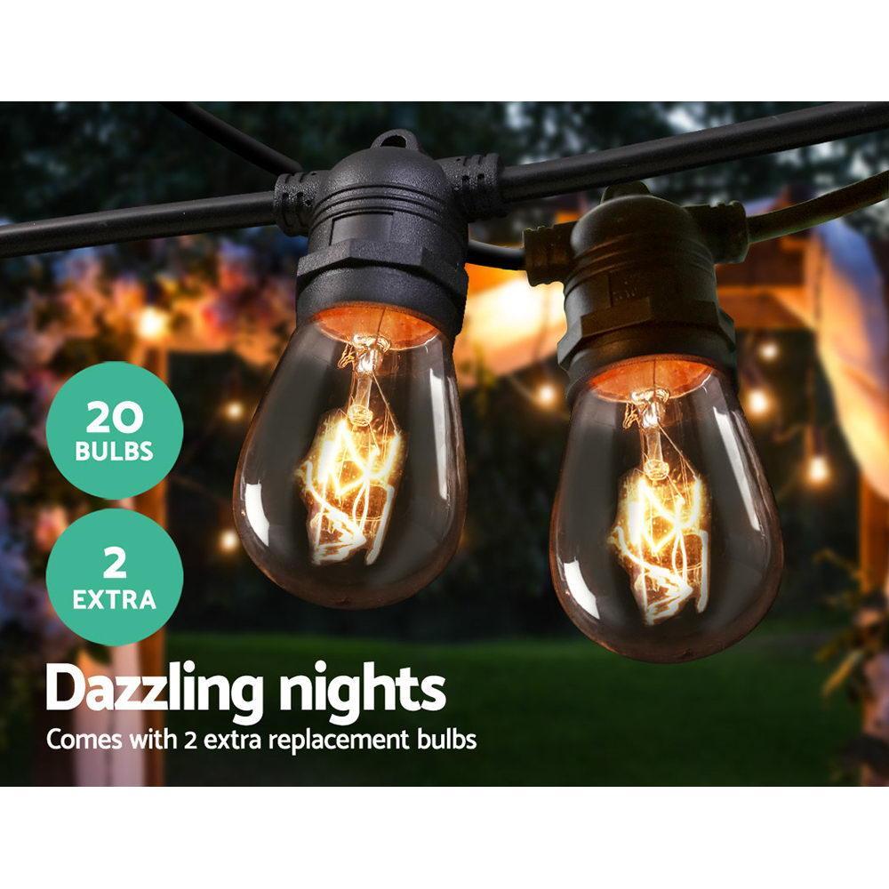 Jingle Jollys 20m Festoon String Lights Christmas Bulbs Party Wedding Garden Party - John Cootes