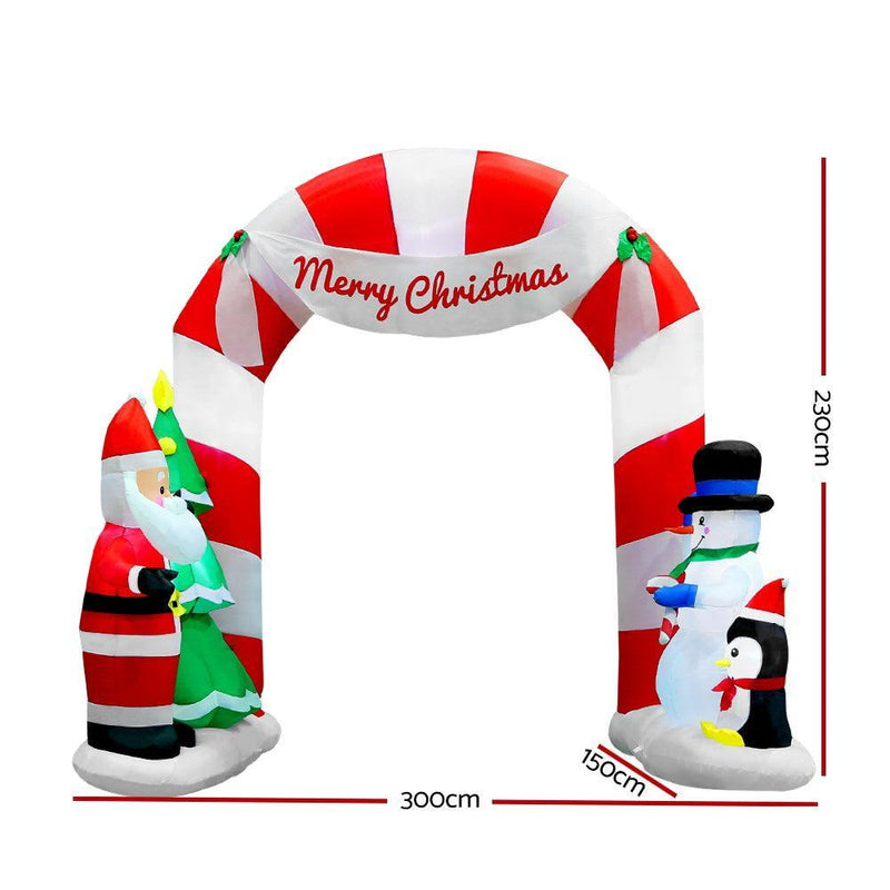 Jingle Jollys 3M Christmas Inflatable Archway with Santa Xmas Decor LED - John Cootes