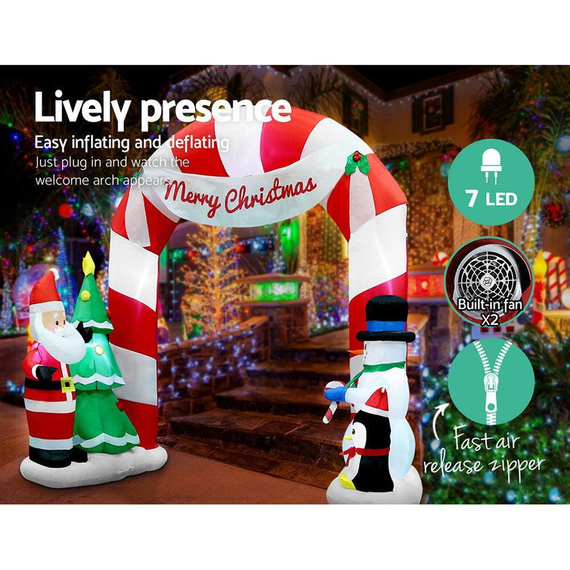 Jingle Jollys 3M Christmas Inflatable Archway with Santa Xmas Decor LED - John Cootes