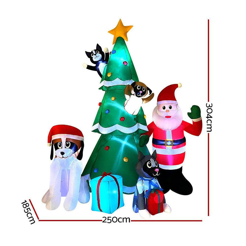 Jingle Jollys 3M Inflatable Christmas Tree Santa Lights Outdoor Decorations - John Cootes
