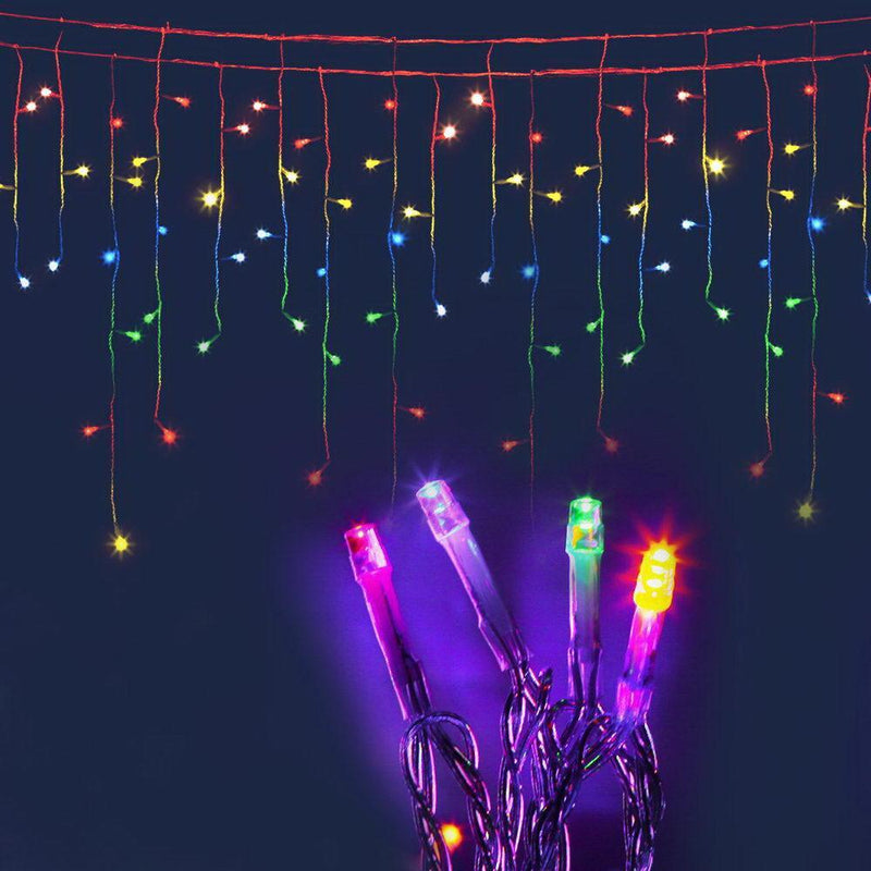 Jingle Jollys 500 LED Solar Powered Christmas Icicle Lights 20M Outdoor Fairy String Party Multicolour - John Cootes