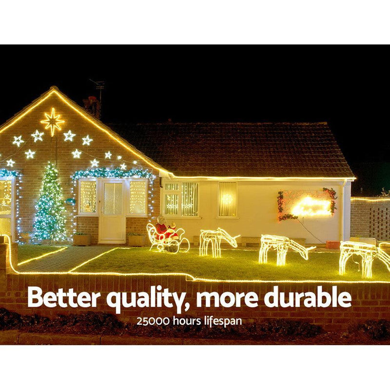 Jingle Jollys 50M Christmas Rope Lights 1200 LED Warm White - John Cootes