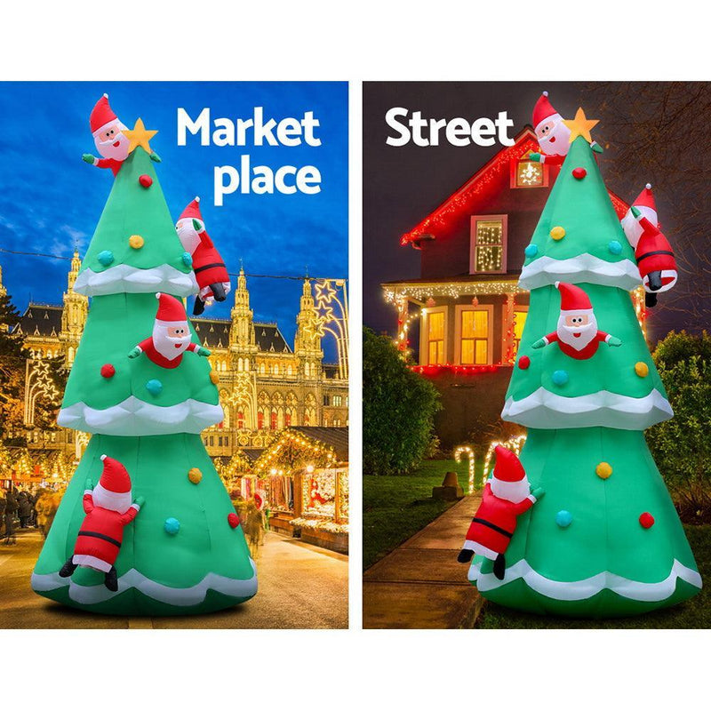Jingle Jollys 5M Christmas Inflatable Santa on Christmas Tree Xmas Decor LED - John Cootes
