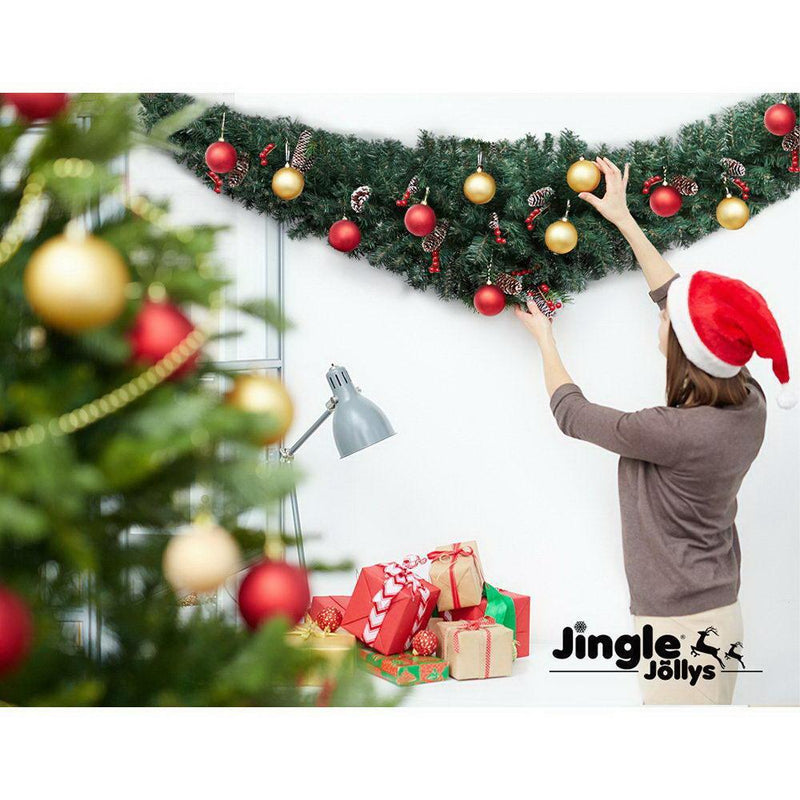 Jingle Jollys Christmas Garland 2.4M Xmas Tree Decoration Green - John Cootes