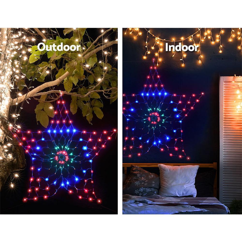 Jingle Jollys Christmas Lights Motif LED Star Net Waterproof Outdoor Colourful - John Cootes