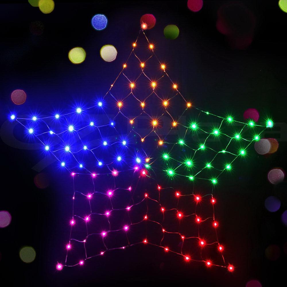 Jingle Jollys Christmas Lights Motif LED Star Net Waterproof Outdoor Colourful - John Cootes