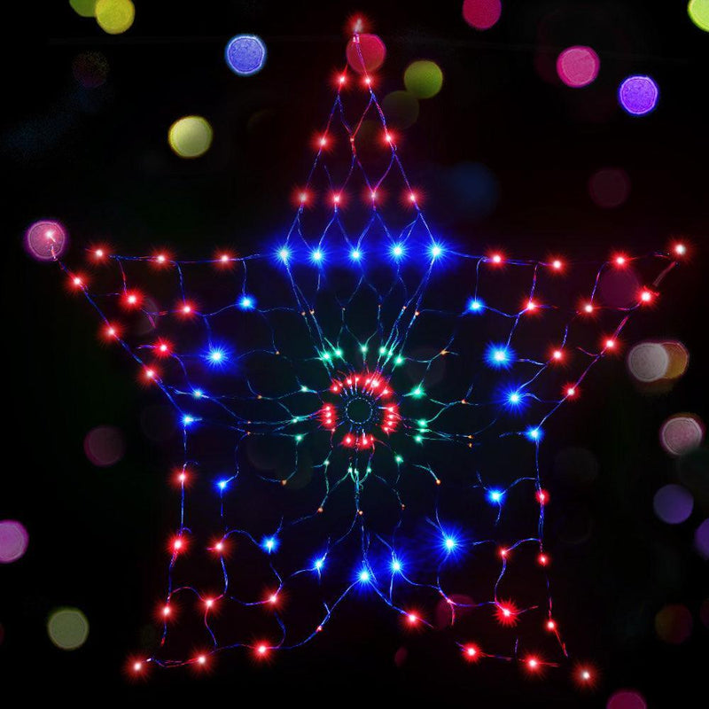 Jingle Jollys Christmas Lights Motif LED Star Net Waterproof Outdoor Colourful - John Cootes