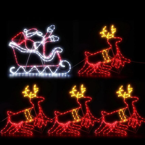 Jingle Jollys Christmas Motif Lights LED Rope Reindeer Waterproof Colourful Xmas - John Cootes
