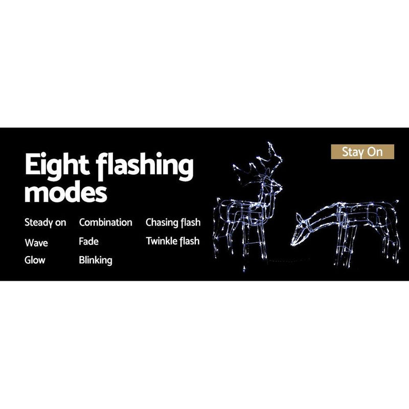 Jingle Jollys Christmas Motif Lights LED Rope Reindeer Waterproof Solar Powered - John Cootes