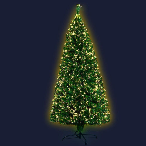 Jingle Jollys Christmas Tree 1.8M 6FT LED Xmas Fibre Optic Multi Warm White - John Cootes