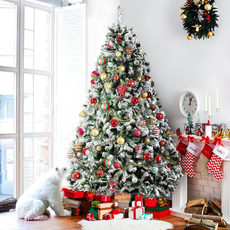 Jingle Jollys Christmas Tree 1.8M Xmas Trees Decorations Snowy 520 Tips - John Cootes