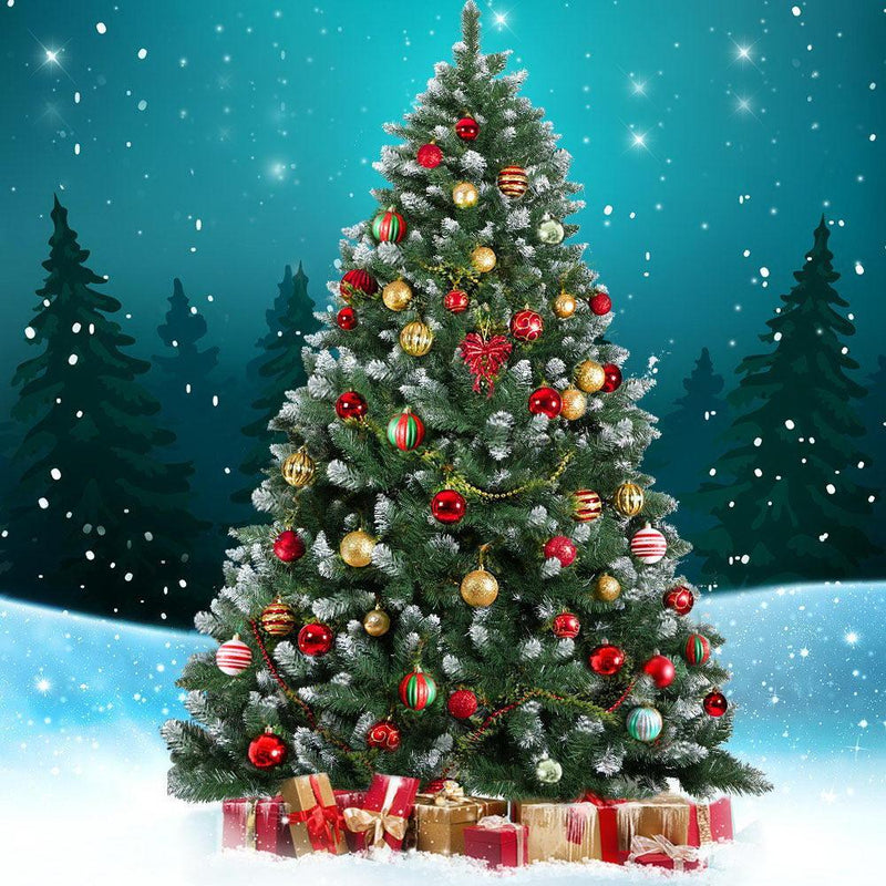 Jingle Jollys Christmas Tree 1.8M Xmas Trees Decorations Snowy Green 800 Tips - John Cootes