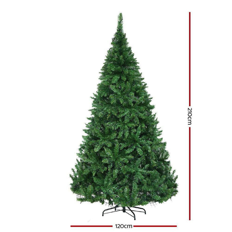 Jingle Jollys Christmas Tree 2.1M With 1134 LED Lights Warm White Green - John Cootes