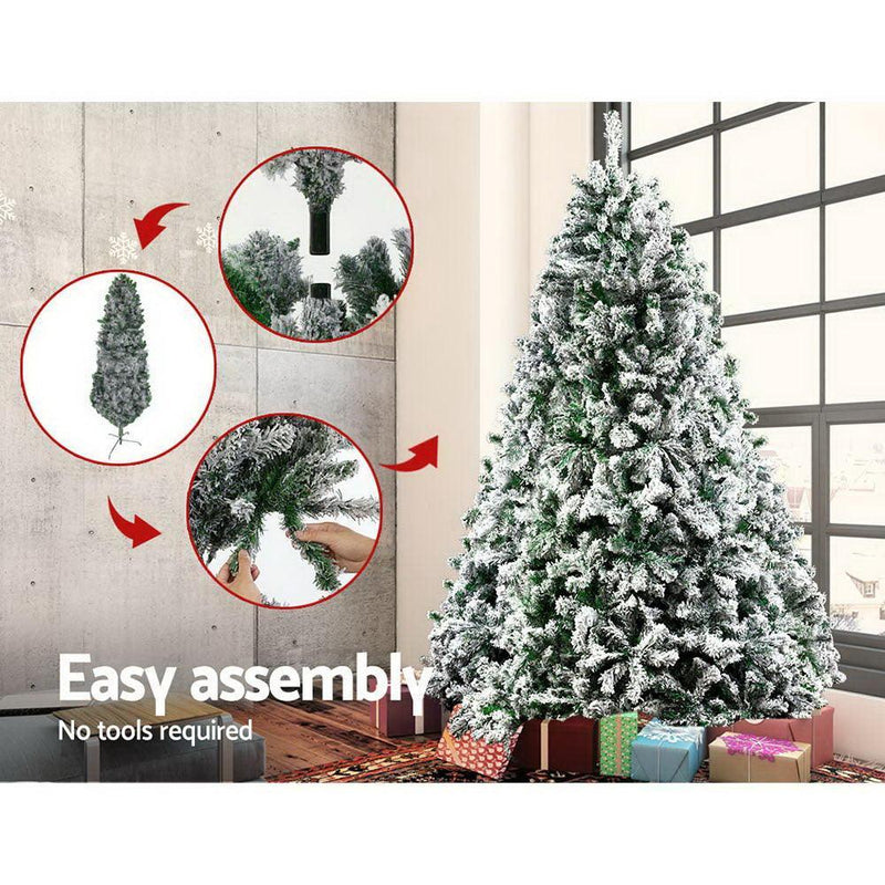 Jingle Jollys Christmas Tree 2.4M 8FT Xmas Decorations Snow Home Decor 1500 Tips - John Cootes