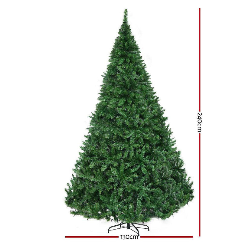 Jingle Jollys Christmas Tree 2.4M With 1488 LED Lights Warm White Green - John Cootes