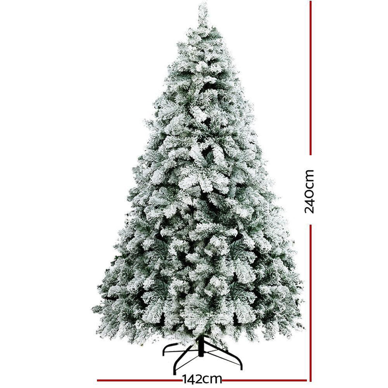Jingle Jollys Christmas Tree 2.4M Xmas Trees Decorations Snowy 1291 Tips - John Cootes