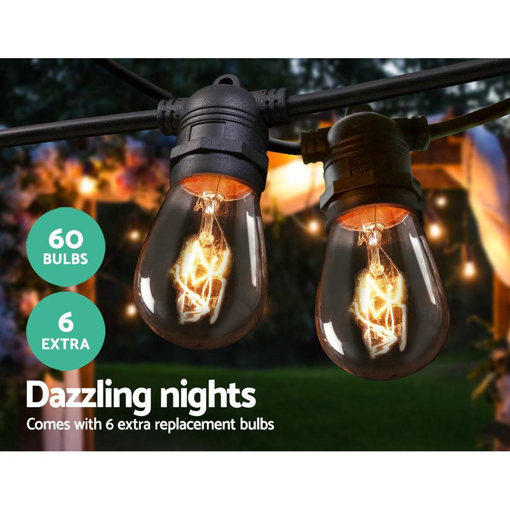 Jingle Jollys Festoon String Lights Christmas Blubs Outdoor Wedding Party Garden 56m - John Cootes