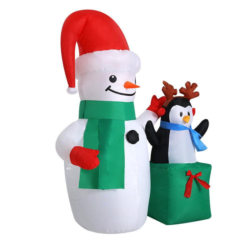 Jingle Jollys Inflatable Christmas 2.4M Snowman LED Lights Outdoor Decorations - John Cootes