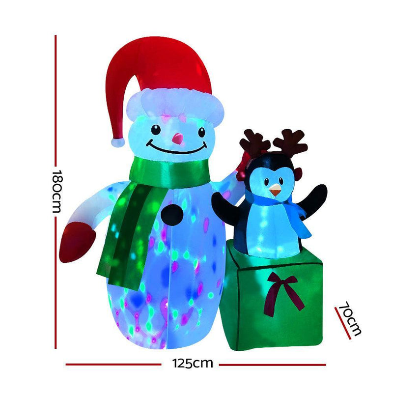 Jingle Jollys Inflatable Christmas 2.4M Snowman LED Lights Outdoor Decorations - John Cootes