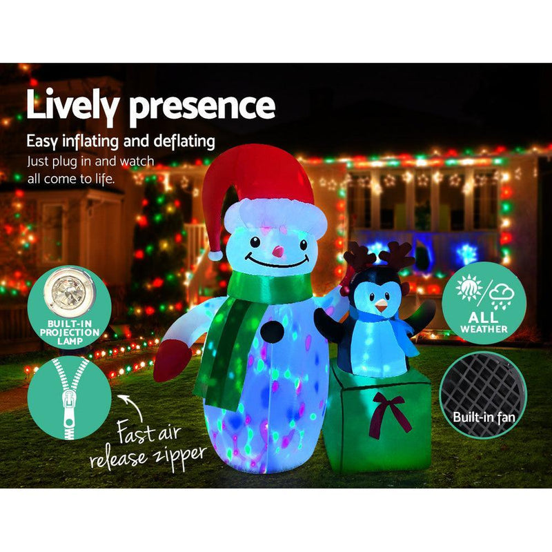 Jingle Jollys Inflatable Christmas 2.4M Snowman LED Lights Outdoor Decorations - John Cootes