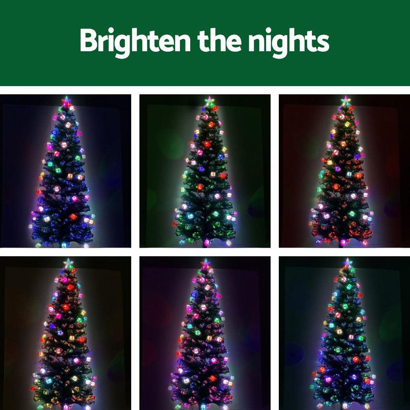 Jingle Jollys LED Christmas Tree 2.1m 7Ft Xmas Fibre Optic Green Multi-colour Lights - John Cootes