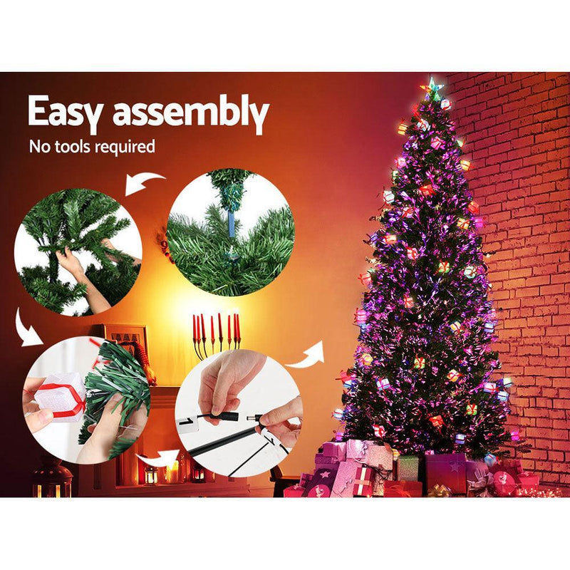 Jingle Jollys LED Christmas Tree 2.1m 7Ft Xmas Fibre Optic Green Multi-colour Lights - John Cootes