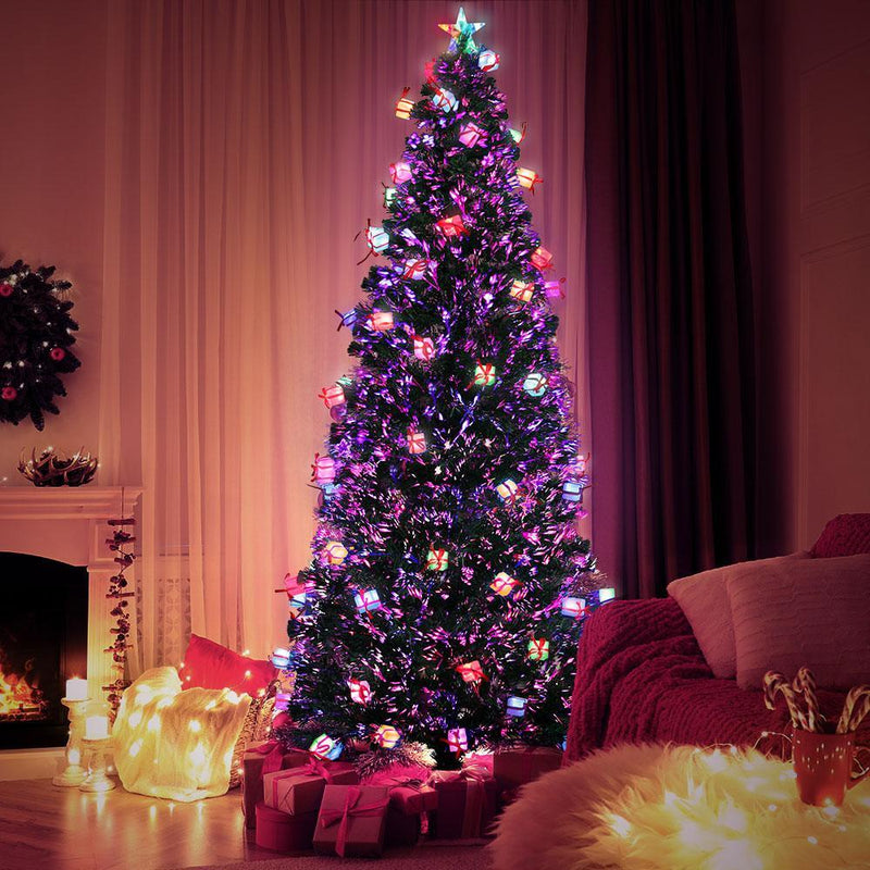 Jingle Jollys LED Christmas Tree 2.1m 7Ft Xmas Fibre Optic Green Multi-colour Lights - John Cootes