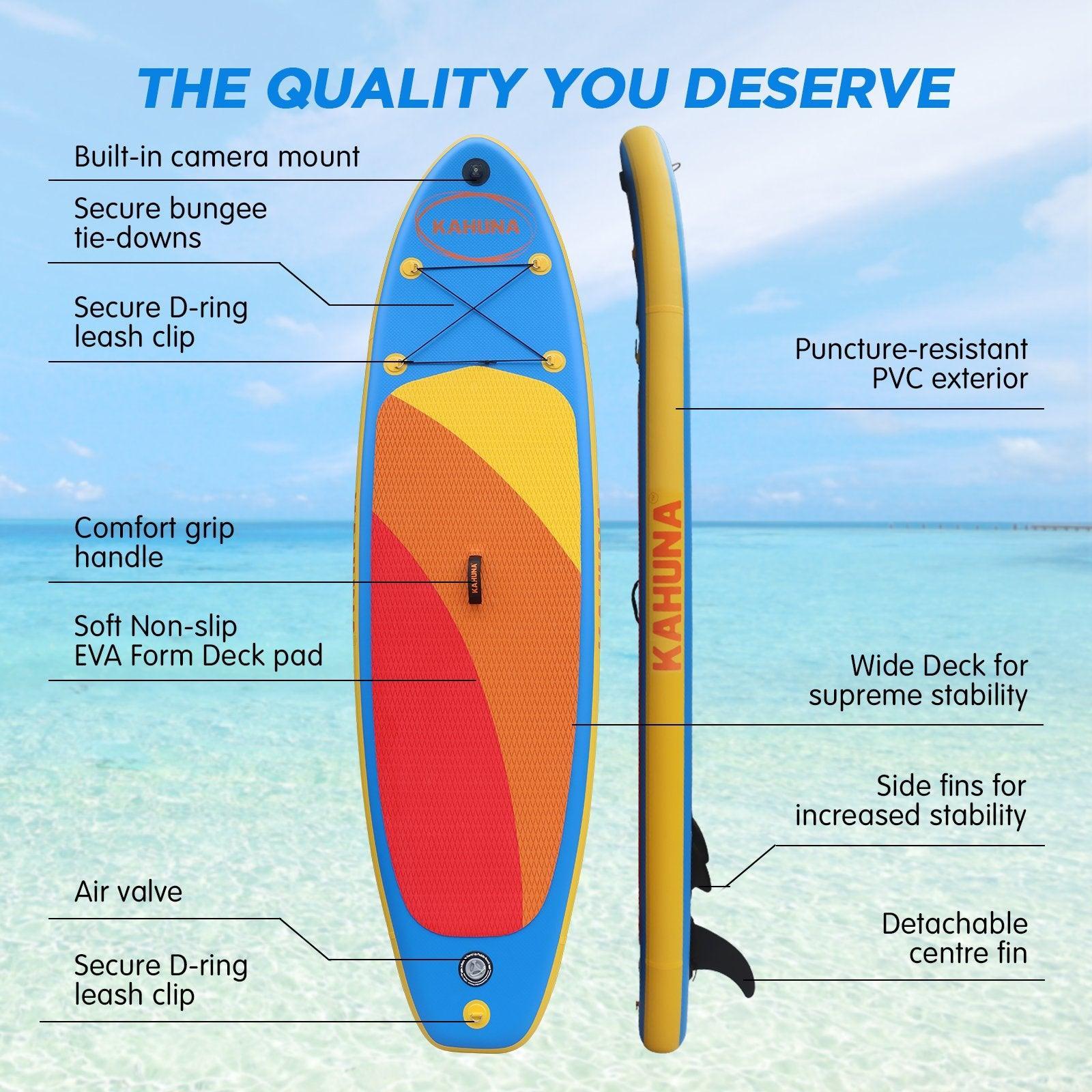 Kahuna Hana Inflatable Stand Up Paddle Board 10FT w/ iSUP Accessories - John Cootes