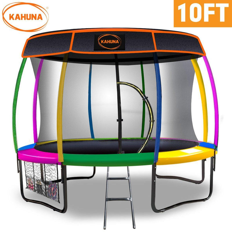 Kahuna Trampoline 10 ft with Roof - Rainbow - John Cootes