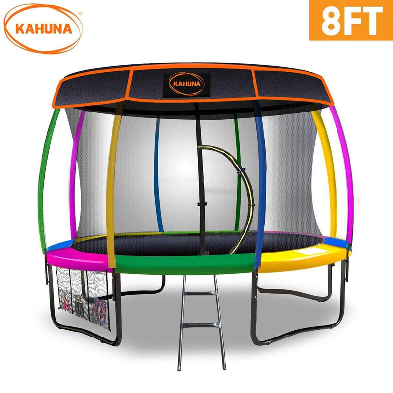 Kahuna Trampoline 8 ft with Roof - Rainbow - John Cootes