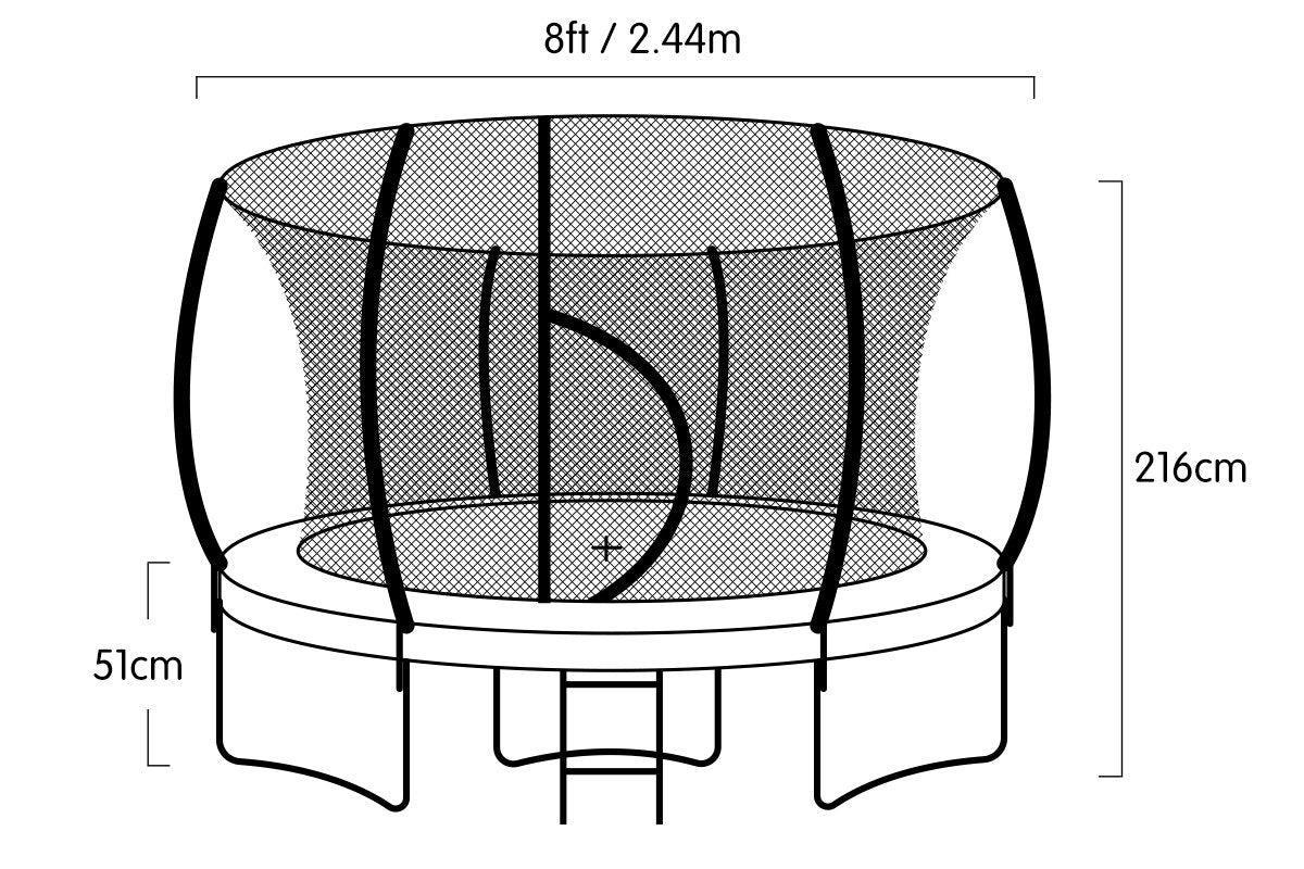 Kahuna Trampoline 8 ft with Roof - Rainbow - John Cootes