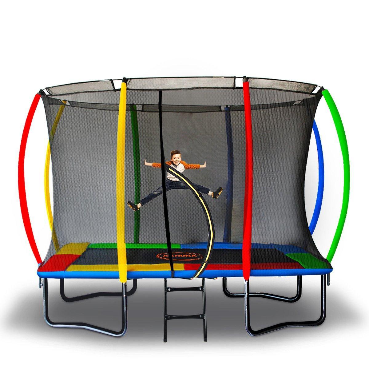 Kahuna Trampoline 8 ft x 11 ft Outdoor Rectangular Rainbow - John Cootes